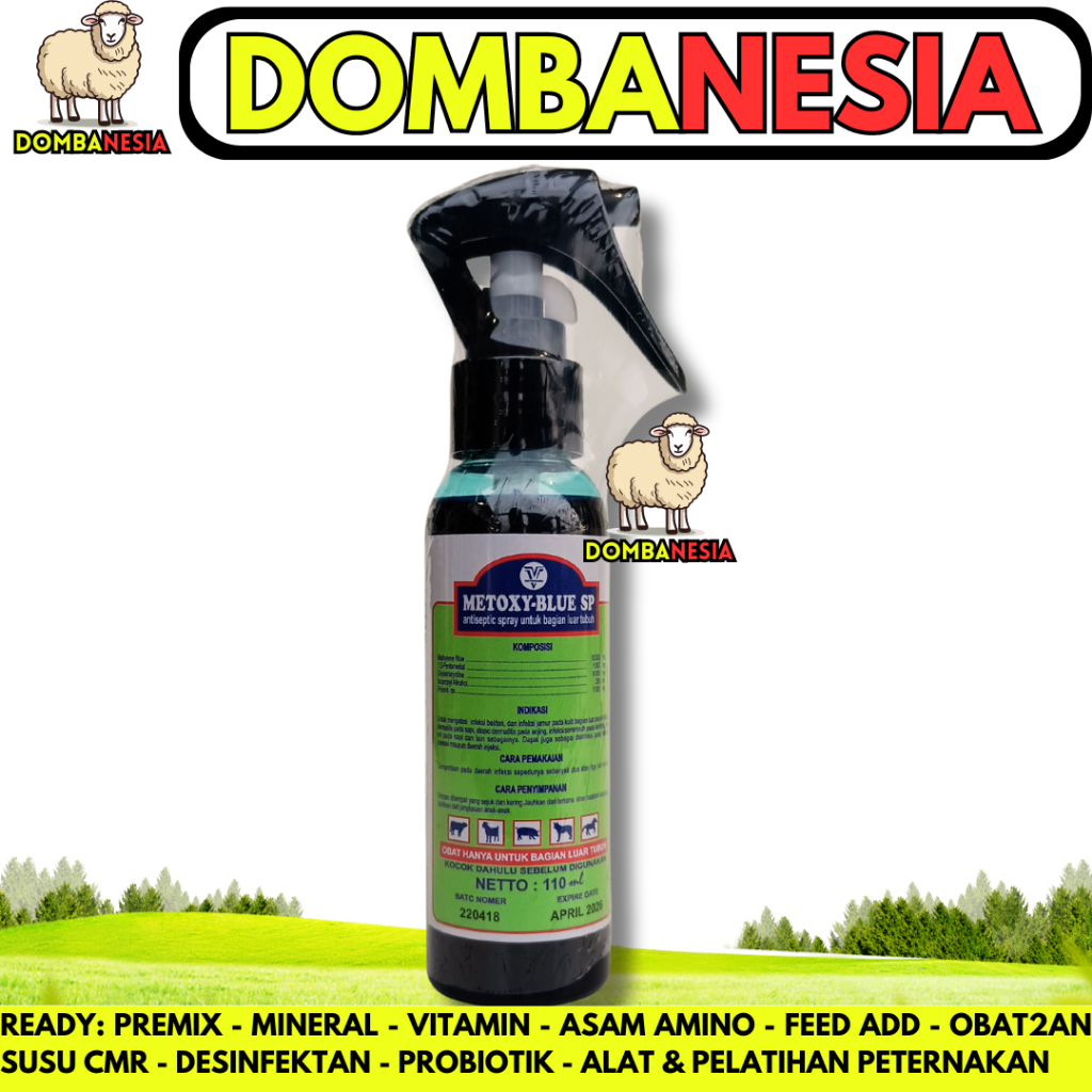 METOXY BLUE 110ml - Obat Luka Hewan Spray - Antiseptik Kulit Hewan - Obat Luka Kulit LSD Sapi