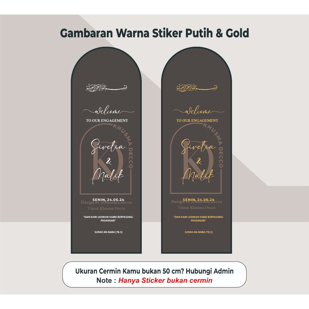 Khusma Decco Stiker Welcome Sign Wedding Engagement Eksklusif Decoration