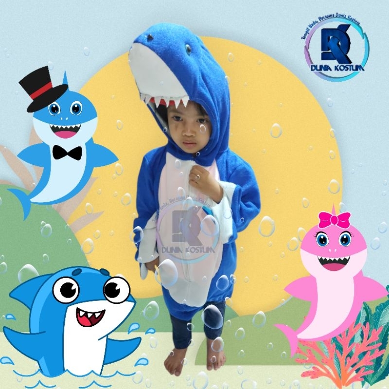 BAJU KOSTUM ONESIE IKAN HIU BABY SHARK/KOSTUM ANAK DAN KOSTUM DEWASA/KOSTUM CARNAVAL DAN PENTAS SENI