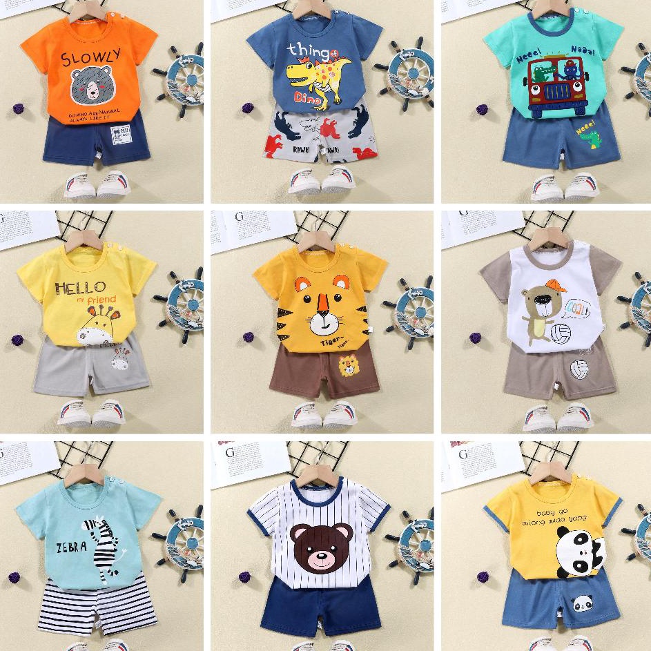 Harga Merakyat  Setelan baju anak bayi laki laki dan perempuan  pakaian bayi Motif karakter animal o