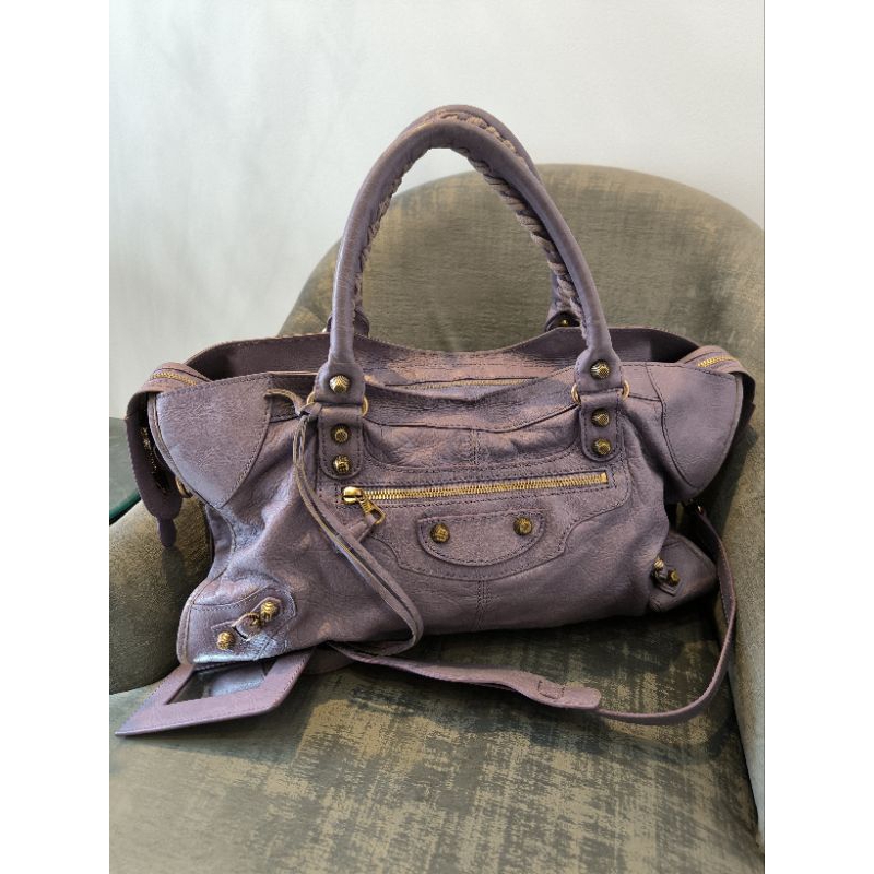Balenciaga Giant Stud City Bag Lillac - Balenciaga Bag Original