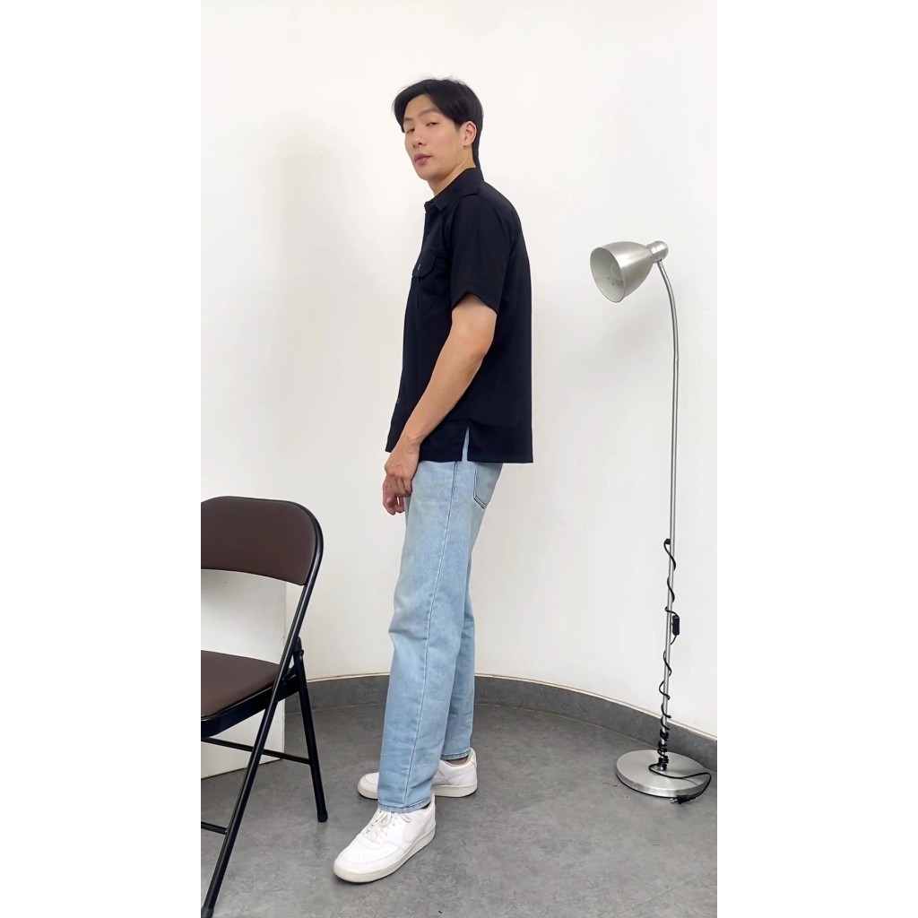 Baju PDH Lengan Pendek Warna Hitam - Pakaian Atasan Seragam Pria Wanita Premium Kerja Kantor Outdoor