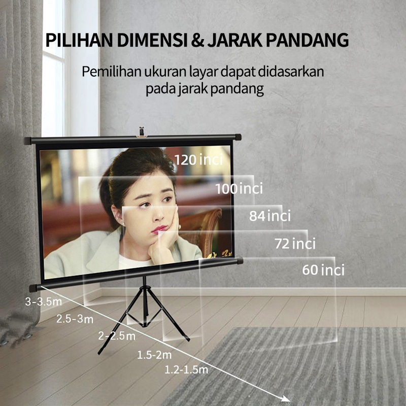 Layar Proyektor Manual Gantung Layar Proyektor 72" Layar Proyektor 4:3 72 inci Layar proyektor