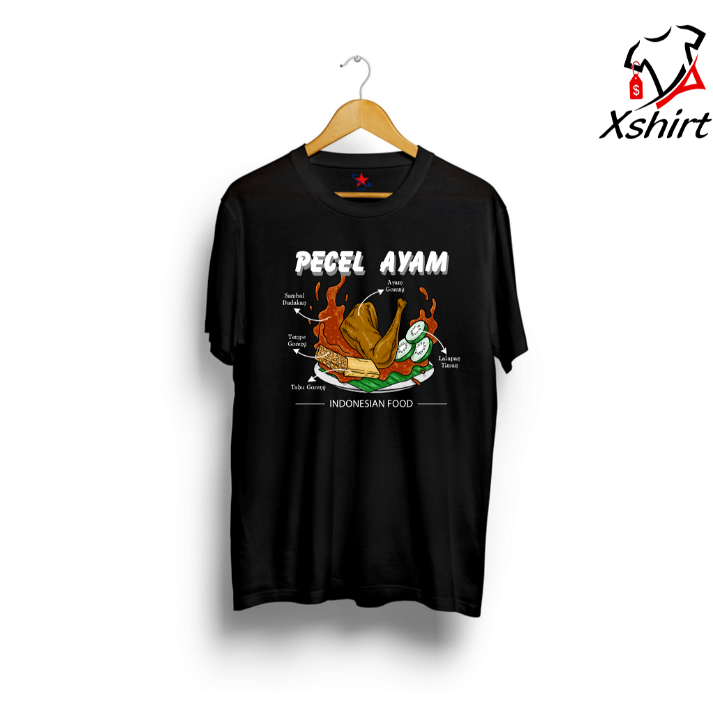 Baju Kaos Street Food Pecel Ayam | Kaos Distro Foodies | Baju Distro Indonesian Food Terlaris