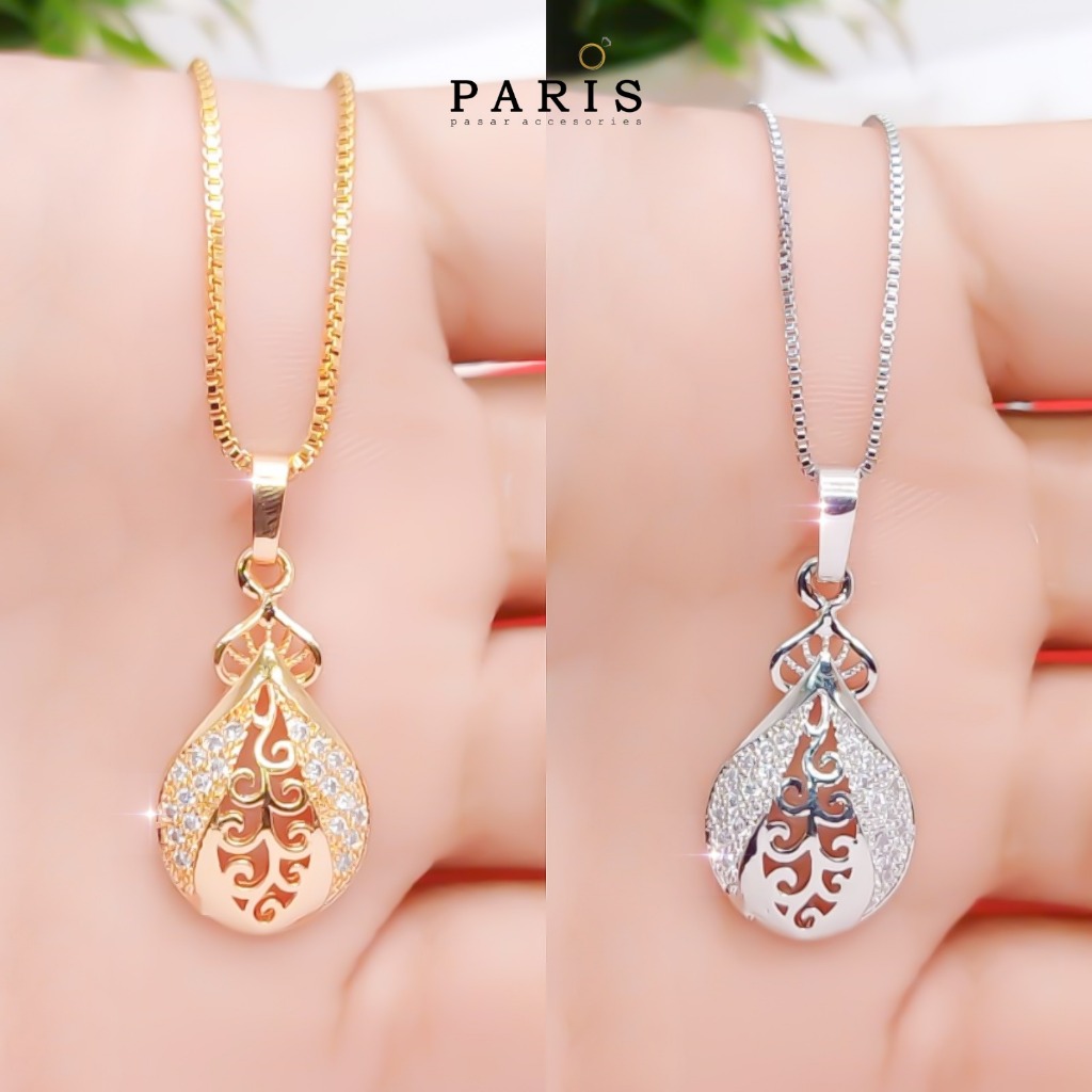 Kalung Itali Set Liontin Lapis Emas Dan Perak Perhiasan Wanita Dewasa Dan Remaja KL.43