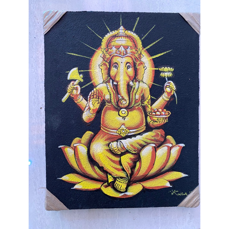 Lukisan Ganesha 10 r, lukisan Canvas, lukisan Bali, lukisan buatan tangan