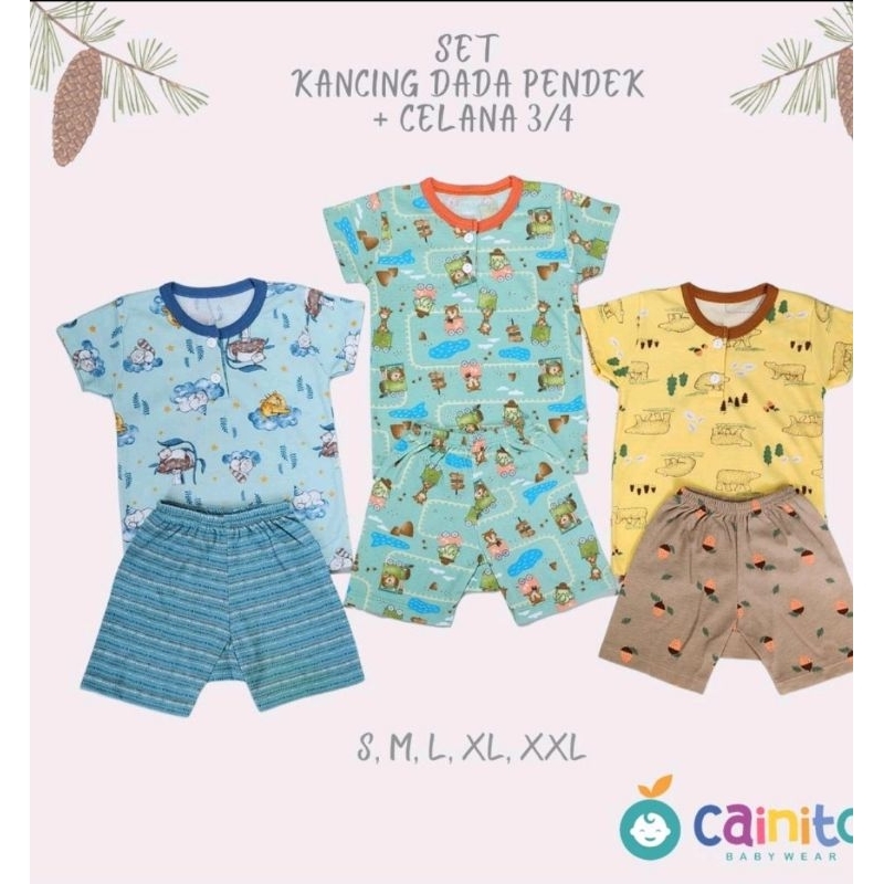 [3psg] CAINITO Setelan Baju Pendek Celana Pendek