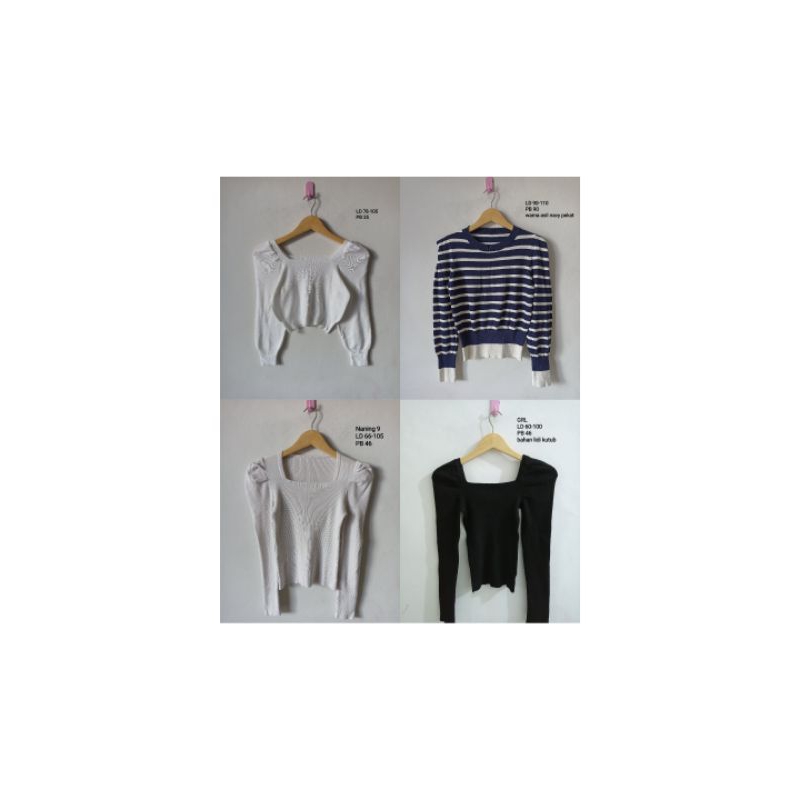 atasan rajut lengan balon lengan panjang