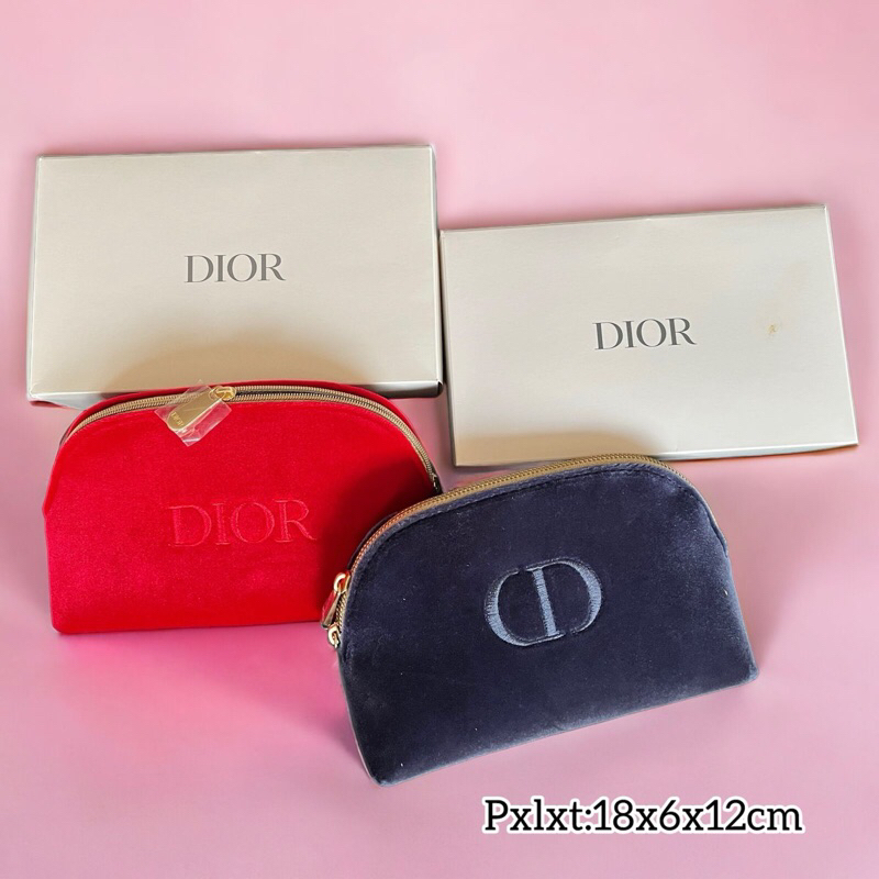 Dior Pouch Kosmetik / Tempat Make Up Bahan Suede / Bludru