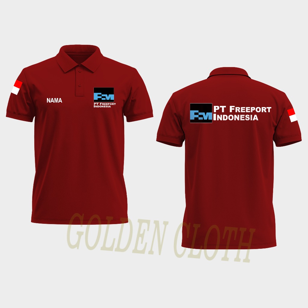 Baju Kaos Kerah Freeport Indonesia Polo Shirt Freeport Tambang