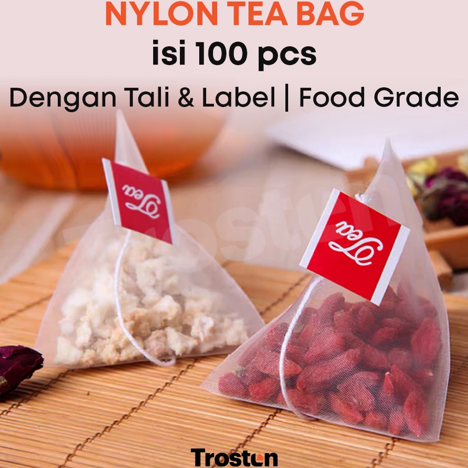 Trosten Nylon Tea Bag 1 pcs Dengan Tali  Label Food Grade  Kemasan Teh Nilon Nylon Bag For Tea Leaf 