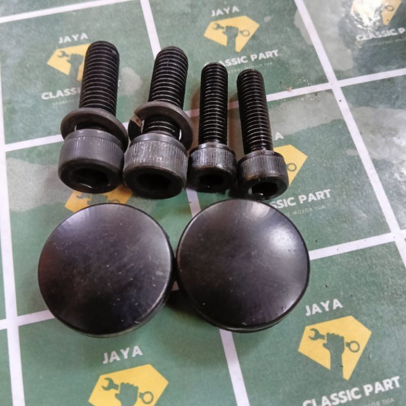 PAKET BAUT SEGITIGA ATAS BAWAH SET CAP BOLT RX KING RXKING NEW ORIGINAL BAJA HITAM