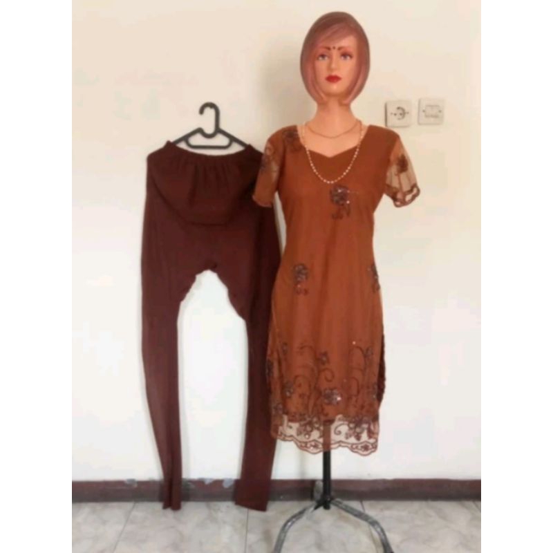 Setelan celana tile + siffon PL model india wanita