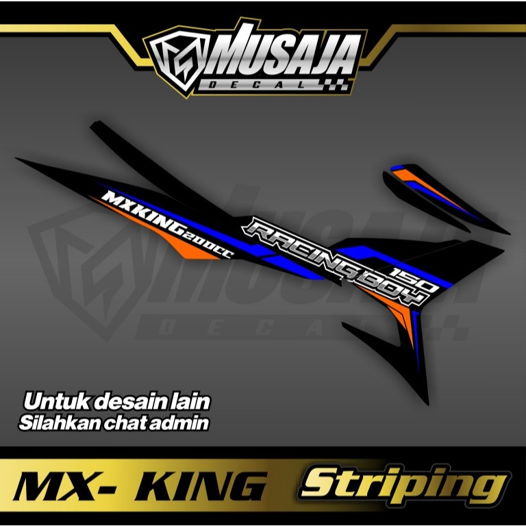 Stiker Striping mx king 150 orens biru transparan uv glossy non full body