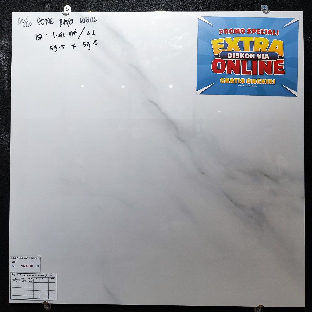 Granit Lantai Glazed Polish 60x60 Home Luxury Rayo White