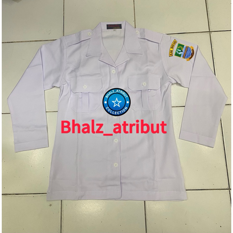 Baju putih kab. Bekasi seragam pemda putih kab. Bekasi kemeja putih kabupaten bekasi(BAHAN GRANADA)