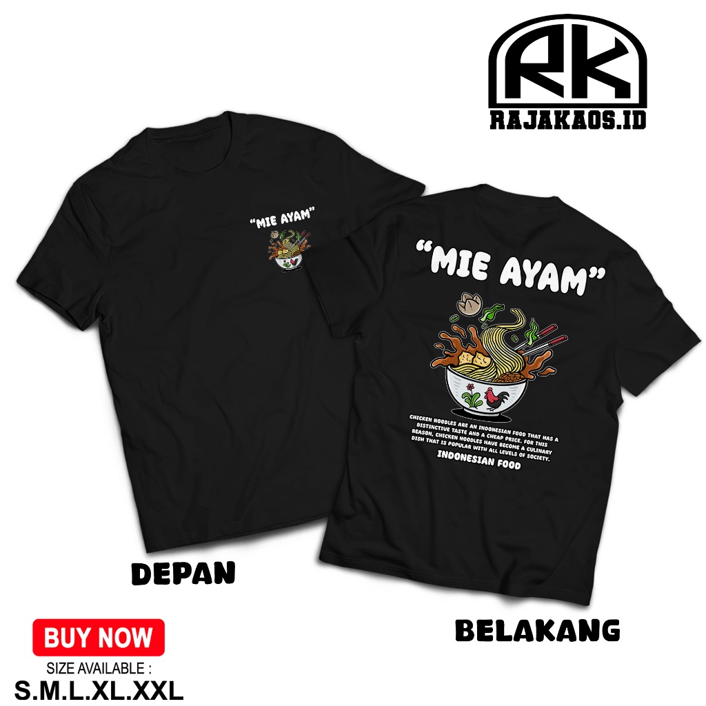 RajaKaos.ID KAOS DEWASA INDONESIAN FOOD MIE AYAM BAJU MIE AYAM PREMIUM COWOK CEWEK - BISA BAYAR DI T