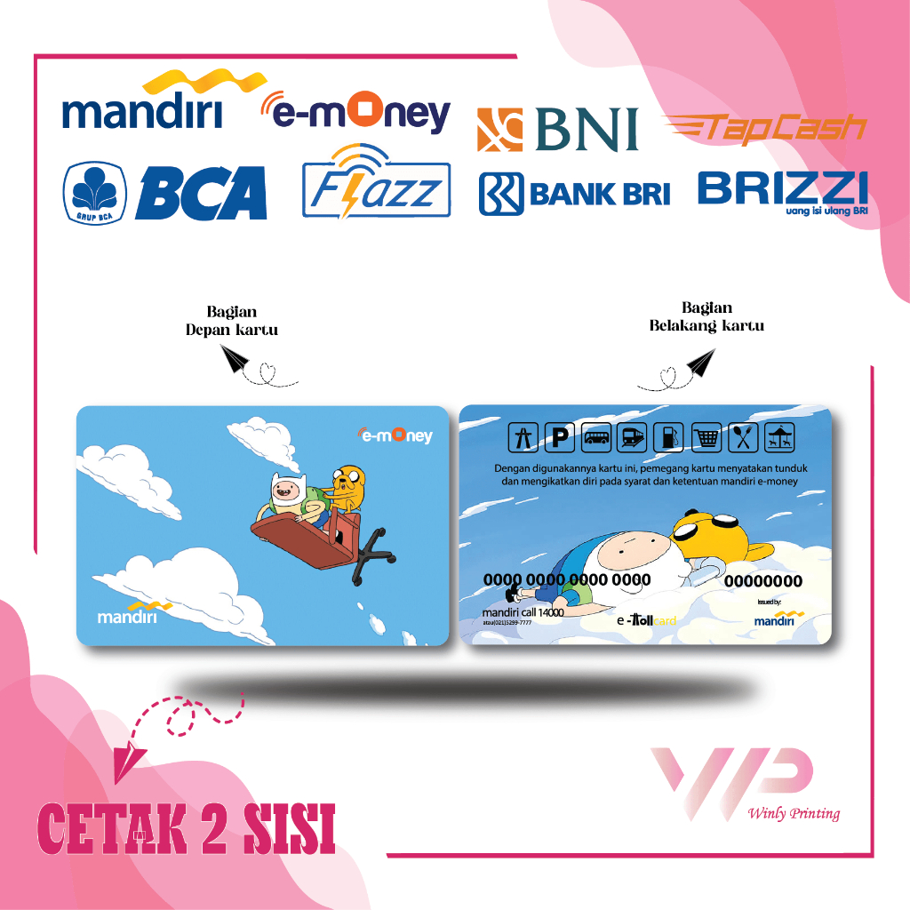 KARTU EMONEY KARTUN ANIME ADVENTURE TIME JAKE AND FINN TERBANG KARTUN MOVIE E MONEY E TOLL MANDIRI F