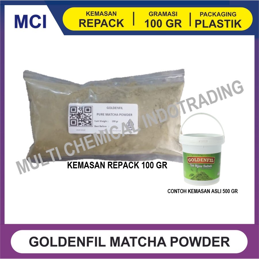 

PURE MATCHA POWDER GOLDENFIL REPACK 100 GR / BUBUK GREENTEA PREMIUM