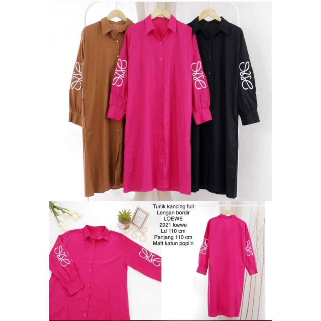 TUNIK BORDIR KATUN POPLIN PREMIUM / TUNIK LENGAN BORDIR 2921