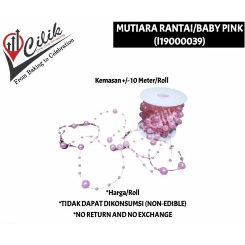 

mutiara rantai baby pink non edible dekor kue cake photoprop pesta