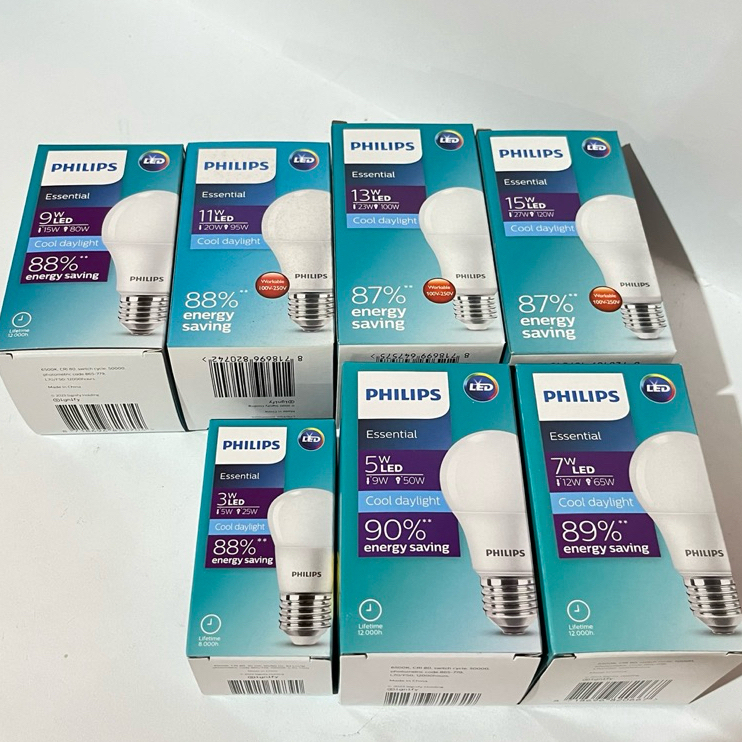 Philips Lampu LED Bohlam Essential Cool Daylight Putih 3 Watt 5 Watt 7 Watt 9 Watt 13 Watt 15 Watt