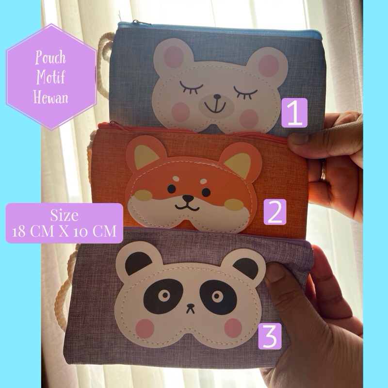 

POUCH Serbaguna DOMPET uang TEMPAT PENSIL MOTIF HEWAN