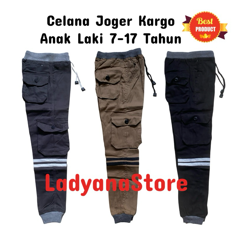 Celana Rip Rib Cargo Jogger PDL Panjang Anak SMP SD Remaja Tanggung Laki Cowok Katun Stretch Terbaru