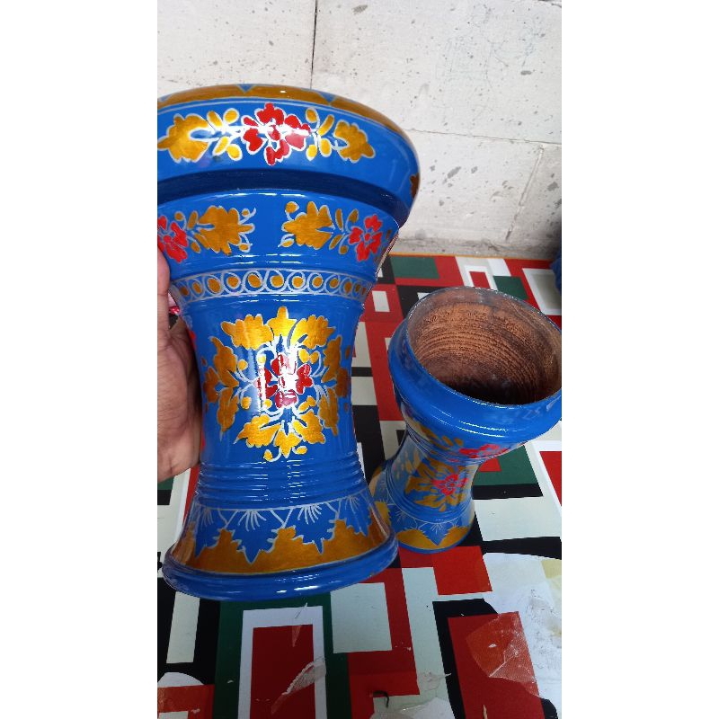 Darbuka anak 6 inch motif BIRU EMAS