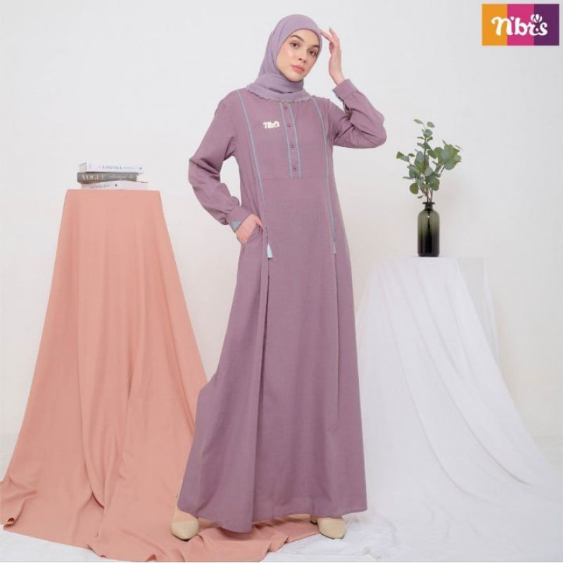 NB B114, gamis nibras, nibras, gamis, baju muslim wanita, baju wanita, baju cewek, gamis elegan, gam