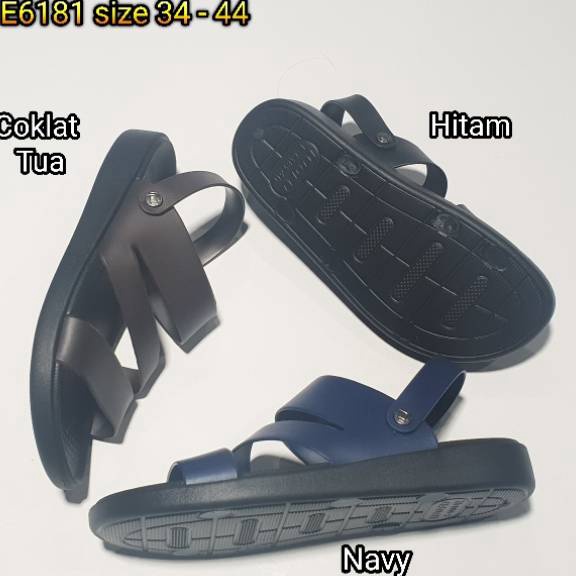 Terkini E6181 LUOFU ORIGINAL jelly sandal karet empuk murah pria sendal tali cowok import