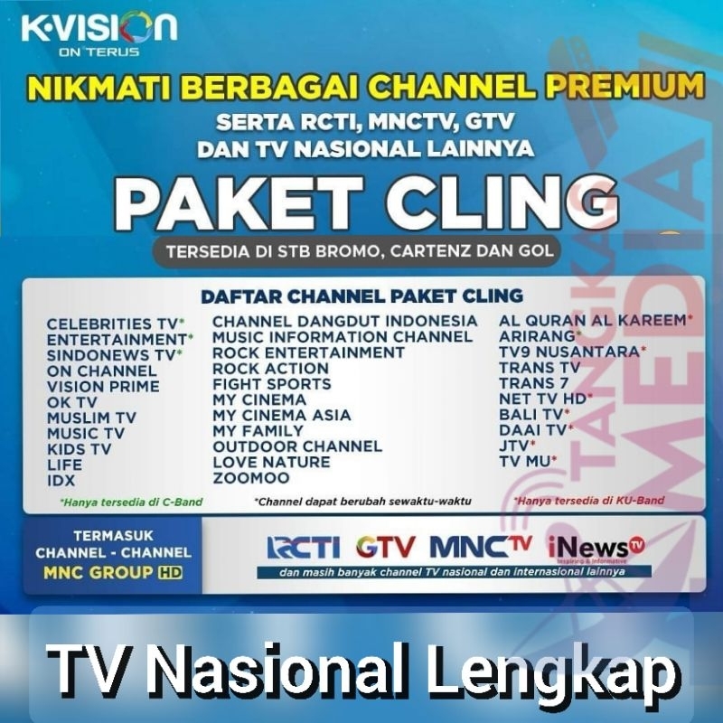 Paket CLING K-VISION Aktifkan TV Nasional