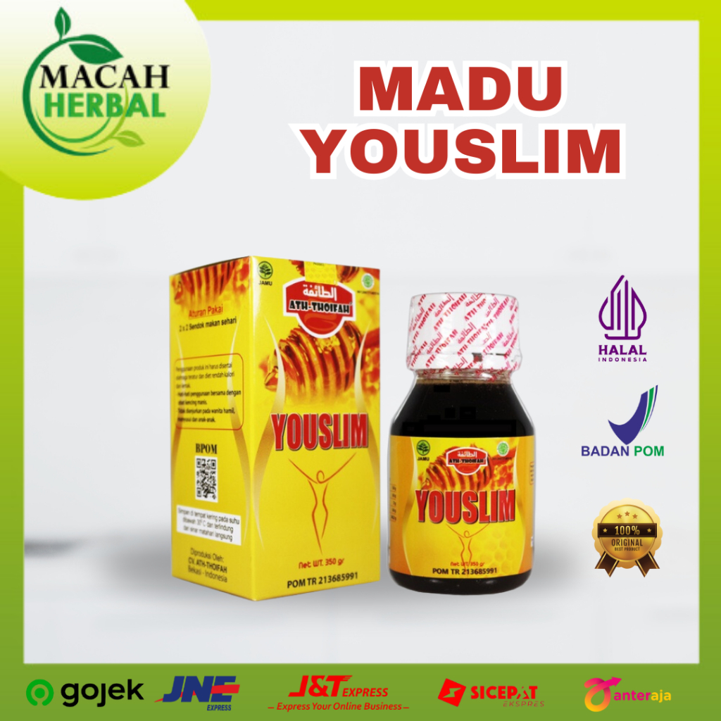 

MADU YOUSLIM MADU DIET PELANGSING ATH-THOIFAH MADU HERBAL PELANGSING HALAL BPOM ORIGINAL 100% 350gr OBAT DIET HERBAL BPOM