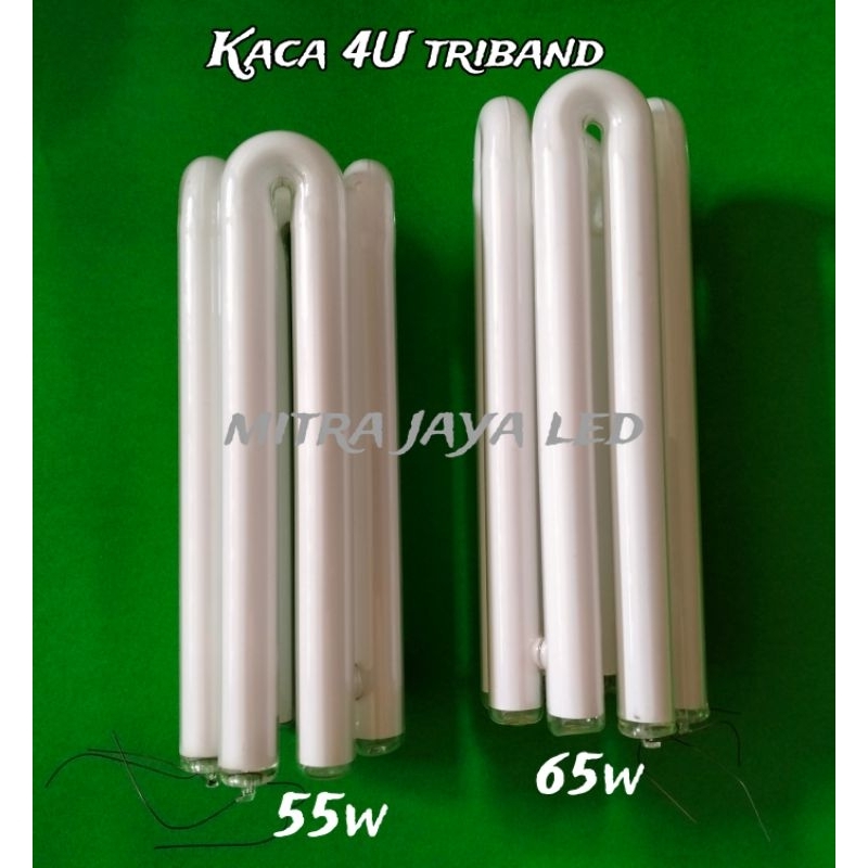 Kaca Lampu 4U Triband 55w, 65w+bubl warps(satu paket isi 20biji)+ packing kayu