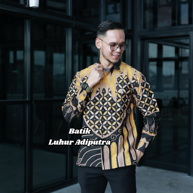 Gumelar kuning kemaja Batik Pria Katun Prima Premium Lengan Panjang Dan Pendek Anak Muda Modern Luhu