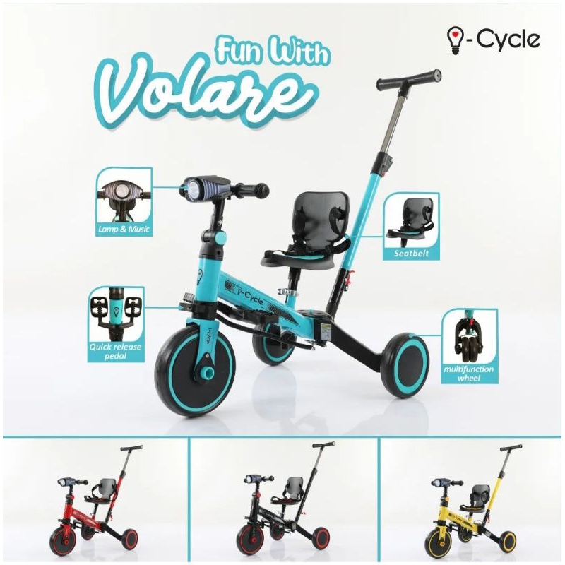 Pushbike Push Bike Balance Bike Sepeda Roda 3 I cycle Volare Tricycle 2 in 1