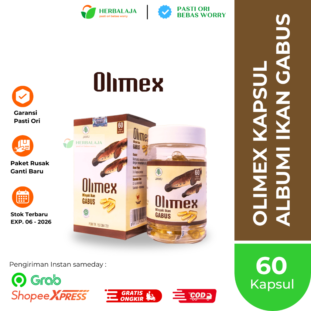 Olimex Minyak Ikan Gabus Original Kapsul Ikan Gabus pil ekstrak albumin ikan gabus kapsul kutuk