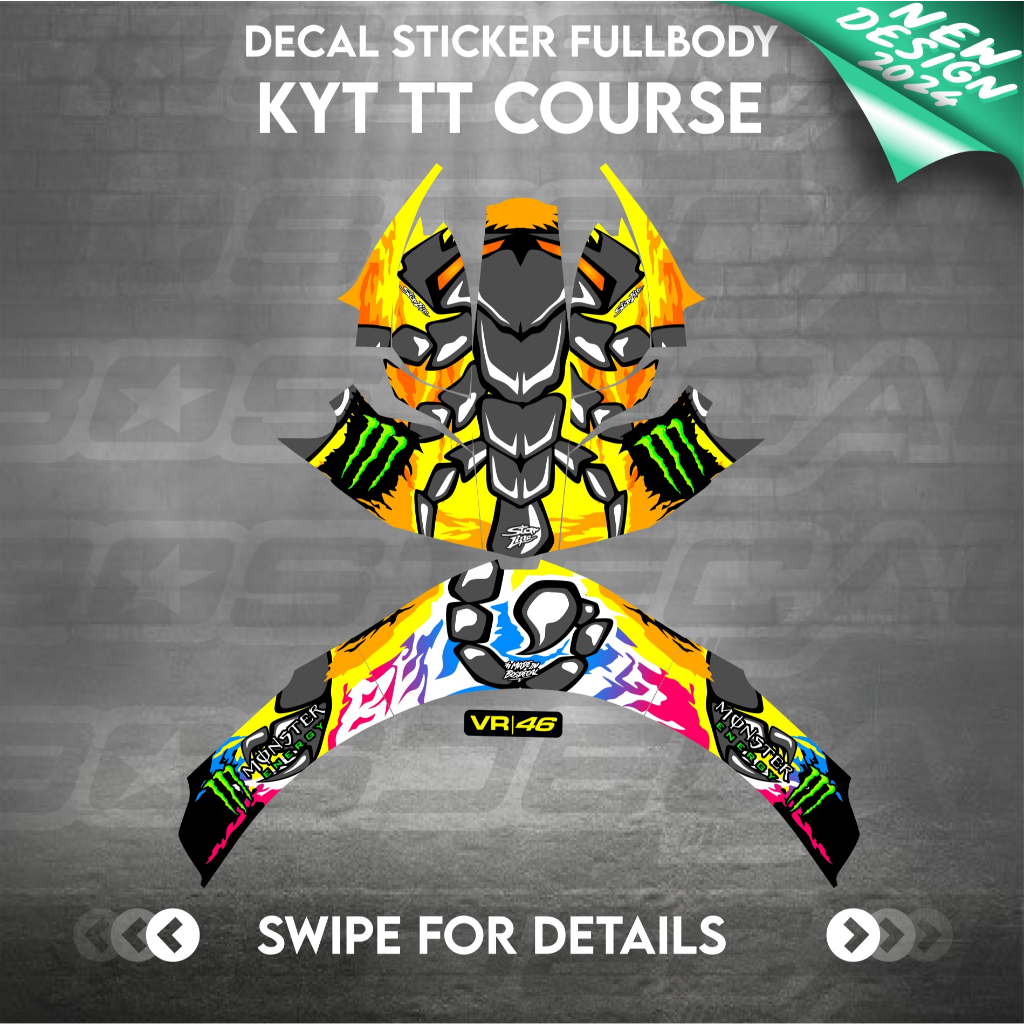 Sticker decal helm KYT TTCOURSE TTC TTCOURSE MARCO BEZZECI decal helm decal sticker