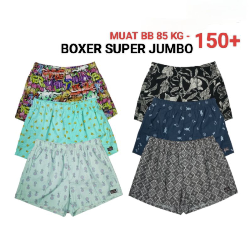 Celana Boxer Super Jumbo 2XL 3XL 4XL Bahan Katun / Boxer Fash Jumbo / Boxer Jumbo Pria Wanita / Cela