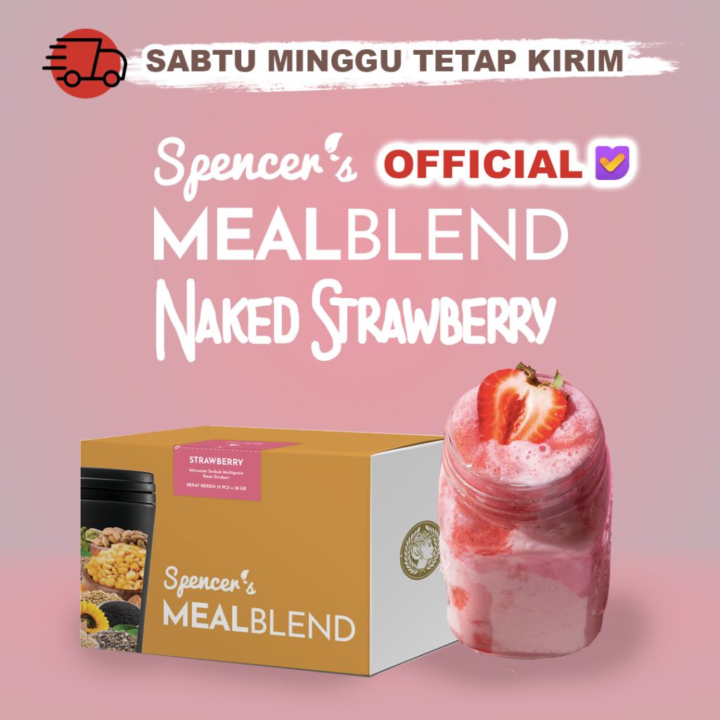 

Spencer's MealBlend Makanan Diet Rendah Kalori Solusi Langsing 1 Box isi 15 sachet Meal Replacement Solution Naked Strawberry