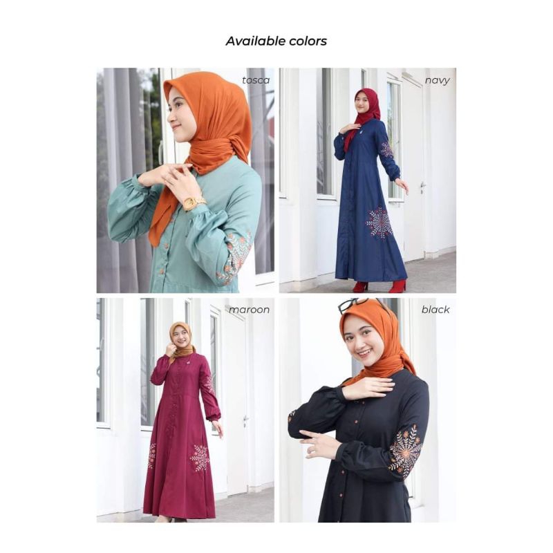 gamis wanita dewasa by dannis collection/Abaya dannis A240107 navy, tosca, maroon dan hitam