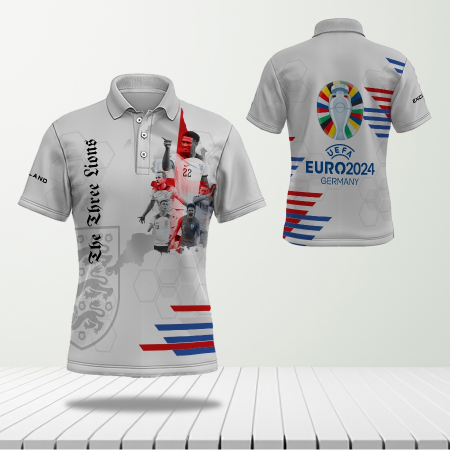 Kaos Polo Tim Inggris Kasual (England) Euro 2024 Dewasa Art -1 full Printing - The Luminos -