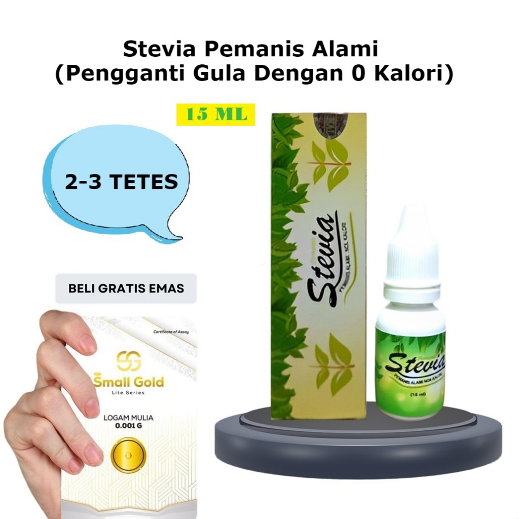 

Stevia Cair 15 ML Pemanis Alami Pengganti Gula 0 KALORI 0 GULA | ISI 15 ML | GRATIS EMAS ASLI