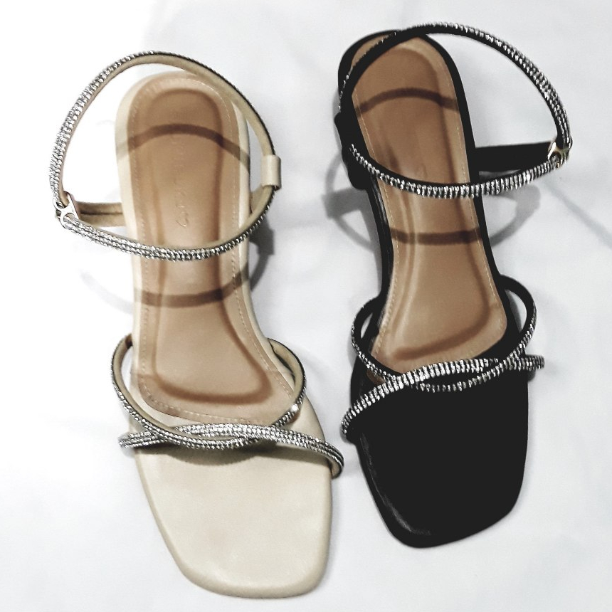 sandal hak 3cm wanita kekinian/heels tali/sepatu hak wanita