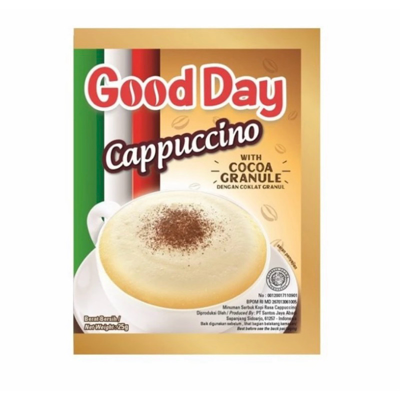 

Good Day Cappucinno 1 Renceng isi 10 Bungkus