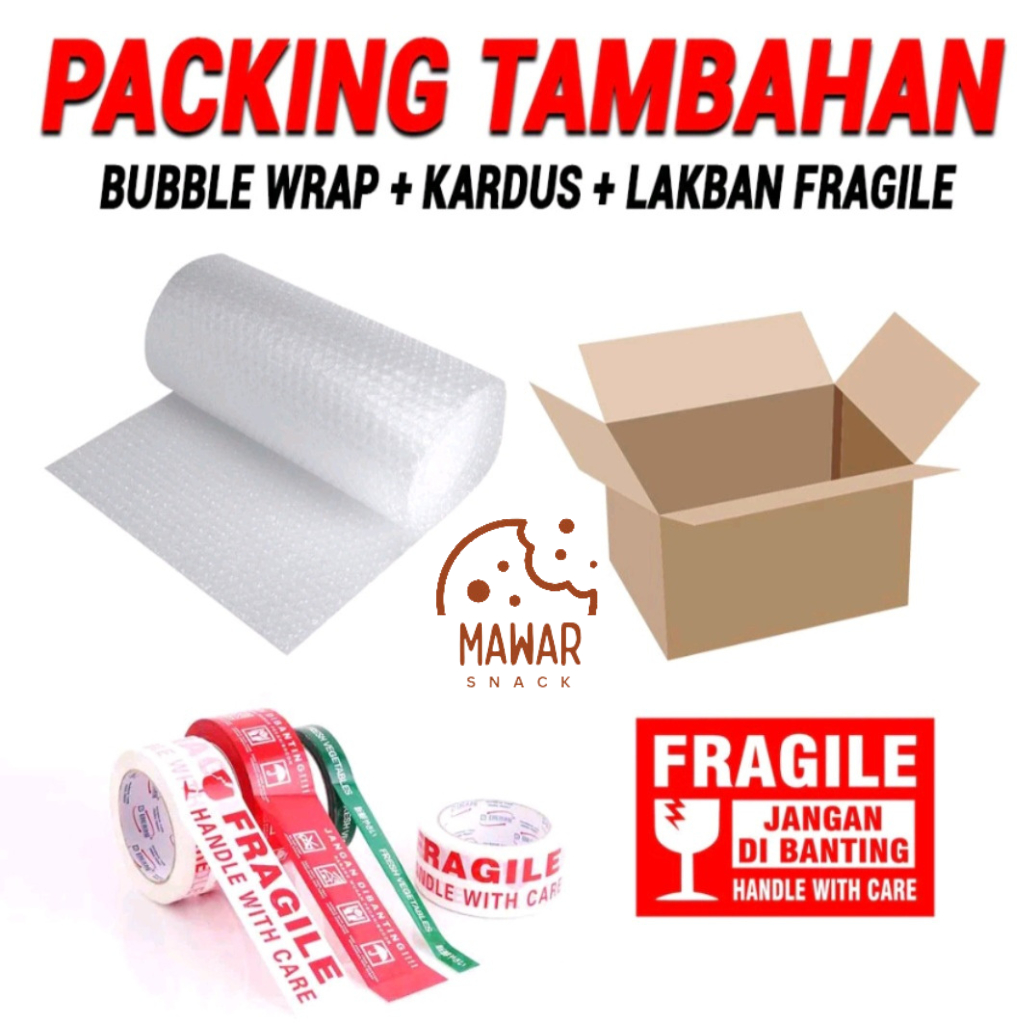 

Packing Tambahan Bubble Wrap + Kardus + Lakban Perlindungan Paket - Pengaman Paket