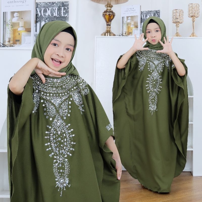 Kaftan lebaran terbaru 2024 Kaftan Anak Perempuan Kombinasi Kaftan Farida Kid KAFTAN ANAK PEREMPUAN 