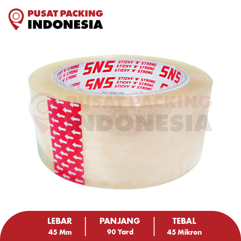 

Lakban Bening / Coklat 90 Yard x 45 Mm x 45 Mic Sticky N Strong (SNS) PUSAT PACKING INDONESIA