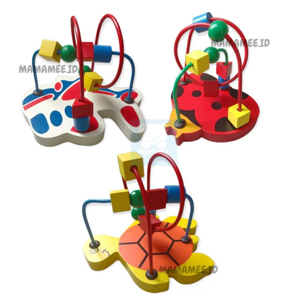 Wooden Block Wire Game Toy anak Mainan Wire kawat alur line