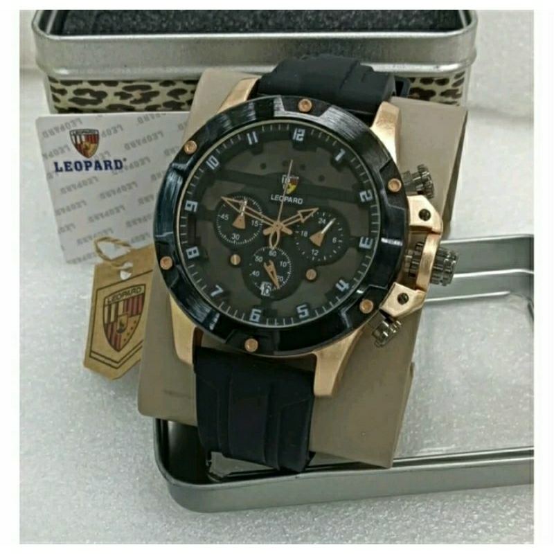 terbaru jam tangan pria elegant karet rubber original crono aktif merek leopard